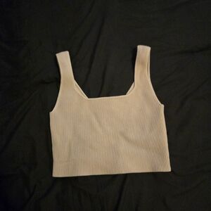 Abound Beige Ribbed Crop Top